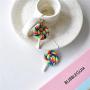 Rainbow Food Candy Kawaii Earrings for Women Fun Lollipop Cute Fashion Pendant Jewelry