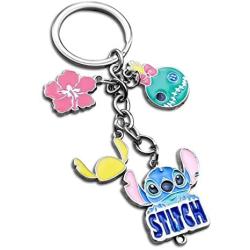 Funny Stitch Gift Lilo & Stitch Inspired Gift Hibiscus Flower Jewelry Stitch Keychain Touch Me and I Will Bite You Hawaiian Trip Gift