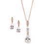 Mariell 14K Rose Gold Plated Teardrop CZ Wedding Necklace and Earrings Set for Bridal or Bridesmaids