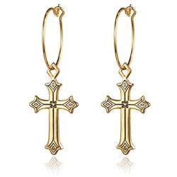 Cross Earrings 14K Gold Plated Dangle Vintage Hoop Mothers Day Special Gifts Cross Earrings for Women Girls