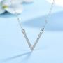 ZLXPRO V Necklace Chevron Pendant CZ Sterling Silver Choker Initial Jewelry Gift for Women Girls 16''+2''