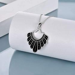 ONEFINITY Ruth Bader Ginsburg Necklace rbg Dissent Collar Necklace Sterling Silver Dangle for Ruth Bader Ginsburg Fans Jewelry Gifts