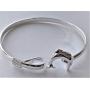 Yves Renaud Hypoallergenic Polished Silver Dolphin Charm Bangle Bracelet for Women, Girls