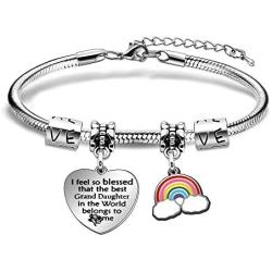 CAROMAY Grand Daughter Bangle Bracelets Charm Rainbow Granddaughter Jewelry Appreciate Birthday Family