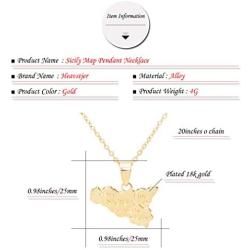 Heavstjer Fashion 18K Gold Plated Alloy Sicily Map Pendant Necklace,20inches Link Chain