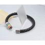 Wollet Titanium Stainless Steel Magnet Rainbow LGBT Pride Handmade Braided Bracelet PU Leather Weave Plaited Jewelry