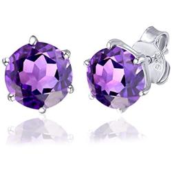 Purple Amethyst, Blue Aquamarine, Sapphire, Tanzanite, Green Emerald, Peridot Red Garnet, Citrine 3.52 Ct Round 925 Sterling Silver Nickle Free Stud Earrings Birthday Gifts For Women By Orchid Jewelry