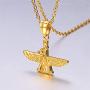 U7 Farvahar Pendant Chain Stainless/Black Gun/18K Gold Plated Symbol Iran Persian Gift Necklace, Customizable