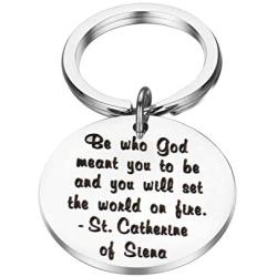 BEKECH Inspirational Gifts Be Who God Meant You to Be and You Will Set The World On Fire Keychain Faith Jewelry Best Friend Encouragement Gift