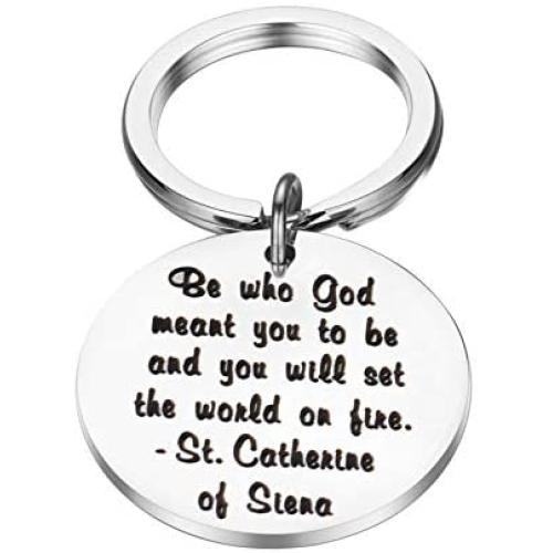 BEKECH Inspirational Gifts Be Who God Meant You to Be and You Will Set The World On Fire Keychain Faith Jewelry Best Friend Encouragement Gift