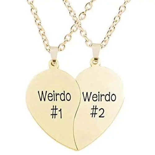 MJartoria Best Friend Necklaces BFF Necklace for 2 Friendship Valentines Day Gifts Split Heart Necklace Weirdo 1 Weirdo 2 Best Friends Forever Pendant Set MJartoria Best Friend Necklaces BFF Necklace for 2 Friendship Valentines Day Gifts Split Heart Necklace Weirdo 1 Weirdo 2 Best Friends Forever Pendant Set