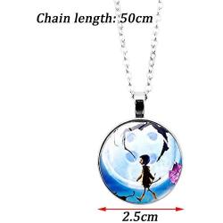 WKS Coraline Necklace Bracelet and Earring 3 Sets Movie Pendant Keyring Cosplay Jewelry Gift for Girls and Women, Silver, Medium