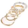 RIAH FASHION Multi Color Stretch Beaded Stackable Bracelets - Layering Bead Strand Statement Bangles