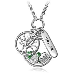 NinaQueen Tree of Life 925 Sterling Silver Locket Pendant Dream and Hope Women Fine Necklace Wedding Gifts For Her Christmas Gifts For Women Birthday Anniversay Gifts For Wife Mom Her Daughter Girls