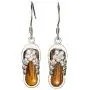 Sterling Silver Koa Wood CZ Plumeria Flip Flop Slipper Dangle Hook Earrings Sterling Silver Koa Wood CZ Plumeria Flip Flop Slipper Dangle Hook Earrings