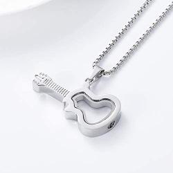 zeqingjw Glass Guitar Cremation Jewelry Urn Necklace Memorial Lockets for Ashes Stainless Steel Ashes Pendants Keepsake Jewelry