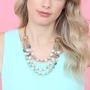 RIAH FASHION Bohemian Genuine Natural Stone Bead Strand Statement Necklace - Multi Layer Drape Chunky Bib Collar