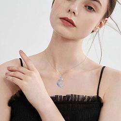 Moon Necklace Sterling Silver Celtic Triquetra Crescent Moon Goddess Trinity Knot Pendant Good Luck Necklace Christmas Gift for Women Teen Girlfriend