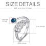 AOBOCO Sterling Silver Unique Adjustable Leaf Feather Rings Handmade Wrap Open Band with Blue Austria Crystal Anniversary Jewelry Gift for Women Girls