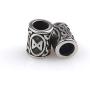 Gungneer Runic Raven Skull Pendant Necklace, Helm of Awe Rune Nordic Viking Men Necklace, 316L Stainless Steel Bonus 2 Rune Beard Bead