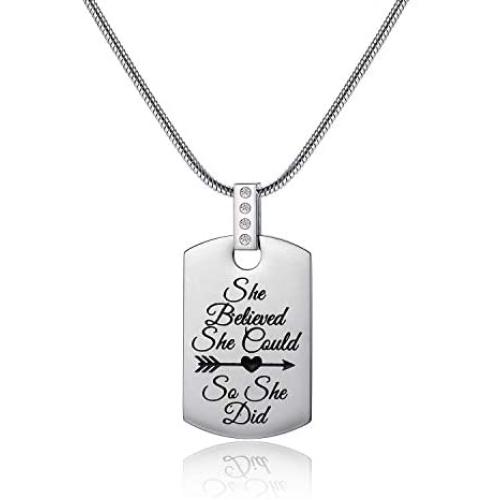 Vinjewelry Stainless Steel Motivational Encouragement Pendant Necklace Gift for Friend/Daughter/Niece/Granddaughter/Son