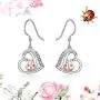 Heart Miraculous Ladybug Dangle Drop Earrings 925 Sterling sliver Pierced Hook Dainty Animal Jewelry Trendy Meraculas Hypoallergenic Earring for Sensitive Ears Gifts for Her