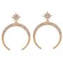 Full Clear Rhinestones Stars Moon Crescent Dangle Earrings Fashion Delicate Female Studs Jewelry