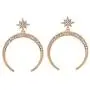 Full Clear Rhinestones Stars Moon Crescent Dangle Earrings Fashion Delicate Female Studs Jewelry