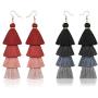 2 pairs Bohemian Fringe Long Gradient Multilayer Drop Earrings Women Fashion Jewelry Dangle Silk Fabric Ethnic tassel earrings