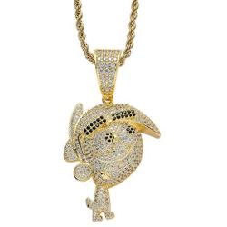 Moca Jewelry Hip Hop Iced Out Bling Timmy Pendent 18K Gold Plated Chain Necklace for Men Women