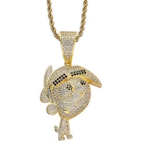 Moca Jewelry Hip Hop Iced Out Bling Timmy Pendent 18K Gold Plated Chain Necklace for Men Women