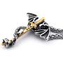 Warvik Dragon Sword Gothic Necklace Dragons Claw Pendant Steampunk, Stainless Steel Jewelry Mens Womens Wheat Chain 20/28inch