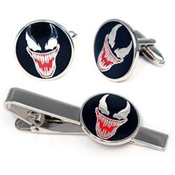 SharedImagination Venom Cufflinks, Minimalist Marvel Avengers Spiderman Tie Clip, Carnage Jewelry, Ironman Captain America Tie Tack Present, Cuff Links Wedding Party Groomsmen Gift