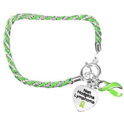 Fundraising For A Cause | Non-Hodgkin’s Lymphoma Awareness Charm Bracelet with Accent String - Lime Green Ribbon Bracelets for Lymphoma Awareness