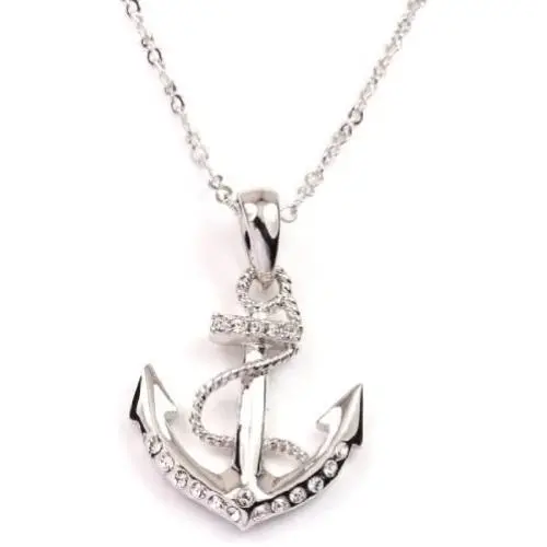 FC Jory White & Rose Gold Plated Crystal Rhinestones Anchor Pendant Necklace FC Jory White & Rose Gold Plated Crystal Rhinestones Anchor Pendant Necklace