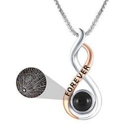 Angelady Mothers Day 100 Language of Love Necklace for Women Girls Jewelry, Rose Gold and Silve Plated Infinity Forever Pendant Necklace for Her