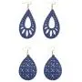 ZRosse 2 Pairs Lightweight Natural Wooden Dangle Earrings Sets Statement African Engraving Hollow Teardrop Wood Drop Earring for Women Girls