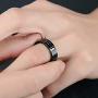 Xusamss Punk Rock Plated Black Titanium Steel Zircon Smooth Ring