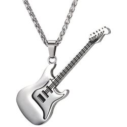 U7 Men Women Guitar Pick Necklace with Adjustable Chain Stainless Steel Music Note/Guitar/Headphone Jewelry Personalized Pendant Gift, with Custom Engrave Service