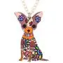 WEVENI Acrylic Cute Floral Chihuahua Dog Necklace Pet Pendant Chain Jewelry Gifts for Women Girls Ladies WEVENI Acrylic Cute Floral Chihuahua Dog Necklace Pet Pendant Chain Jewelry Gifts for Women Girls Ladies