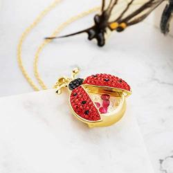 Superchic Jewelry Cute Red and Black Ladybug Beetle Locket Pendant Necklace with Austrian Crystals and Floating Colorful Cubic Zirconia