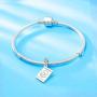 Sambaah Passport Travel Charm Sterling Silver Pendant I Love to Travel Dangling Bracelet Charm