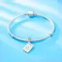 Sambaah Passport Travel Charm Sterling Silver Pendant I Love to Travel Dangling Bracelet Charm