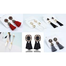 Majesto Tassel Dangle Drop Earrings Jewelry Set of 6 - Prime Gift for Women Girls Teens