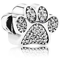 MiniJewelry Dog Puppy French Bull Dog Paw Prints Charm for Bracelets Devoted Dog Bulldog Pets Animal Sterling Silver Charm for Women