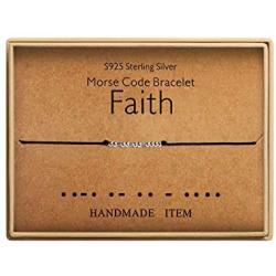 Faith Bracelet Morse Code Jewelry Gift for Her Sterling Silver Beads on Silk Cord inspirational Gift for Women