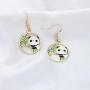 WSNANG Panda Earrings Panda Bear Eating Bamboo Leaf Dangle Earrings for Women Girls Panda Lover Gift