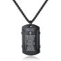 Molike Stainless Steel Mens Cross and Bible Verse Prayer Dog Tag Pendant Necklace, Christian Jewelry