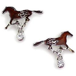 Western Fire Black or Brown Running Horse Earrings from the WYO-HORSE Jewelry Collection