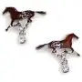 Western Fire Black or Brown Running Horse Earrings from the WYO-HORSE Jewelry Collection
